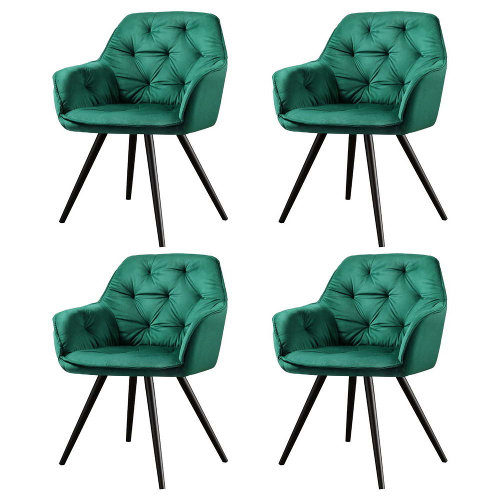 MO-DIN-GRS058-VEL-GNX4-202505131408-00 Artiss Dining Chairs Set of 4 Velvet Diamond Tufted Armchair Green - Image 1