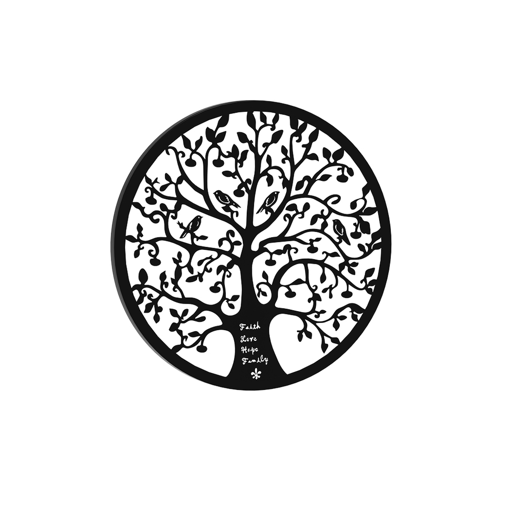 MWA-B-ROUN-01-BK-115149-00 Artiss Metal Wall Art Hanging Sculpture Home Decor Leaf Tree of Life Round Frame - Image 1