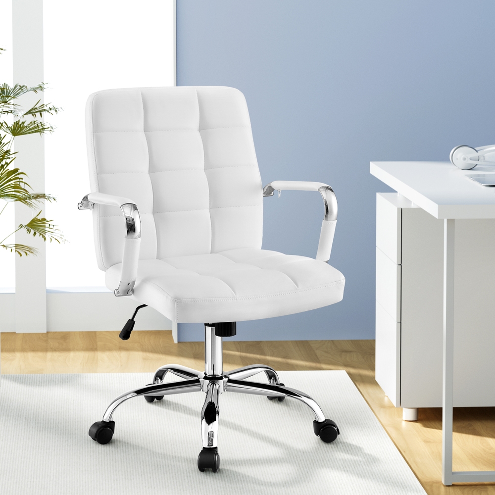 OCHAIR-H-5901-WH-210286-06 Artiss Office Chair Seat PU Work Computer Desk Chairs - Image 1