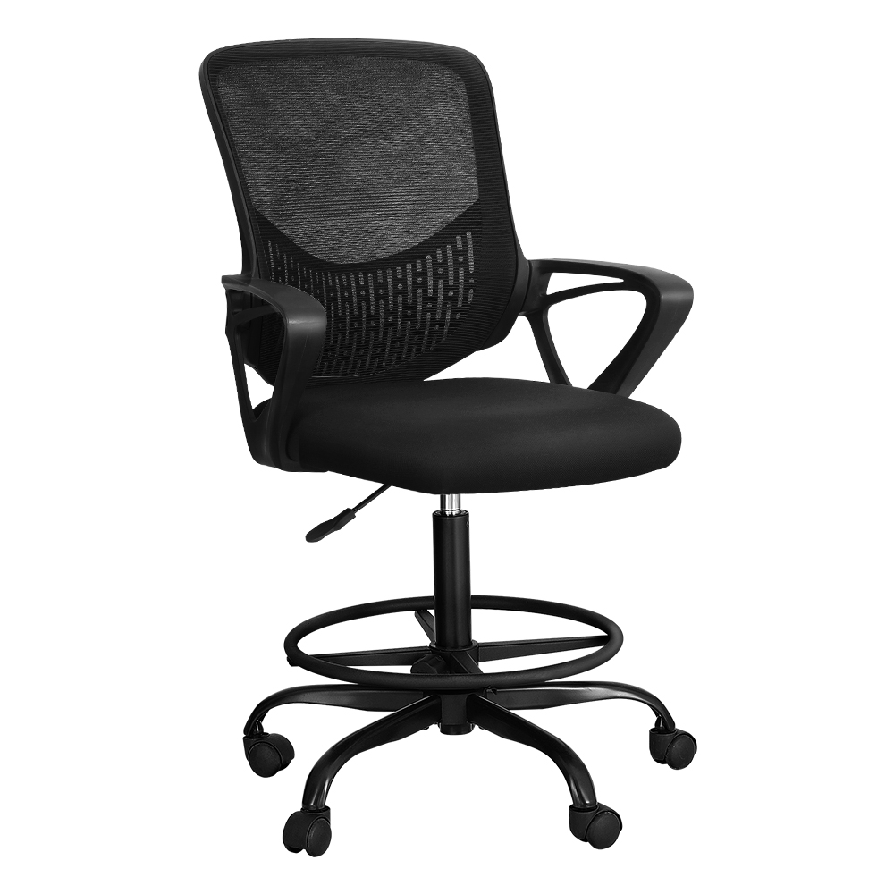 OCHAIR-H-DRAF-BK-139220-00 Artiss Office Chair Drafting Stool Computer Standing Desk Mesh Chairs Black - Image 1