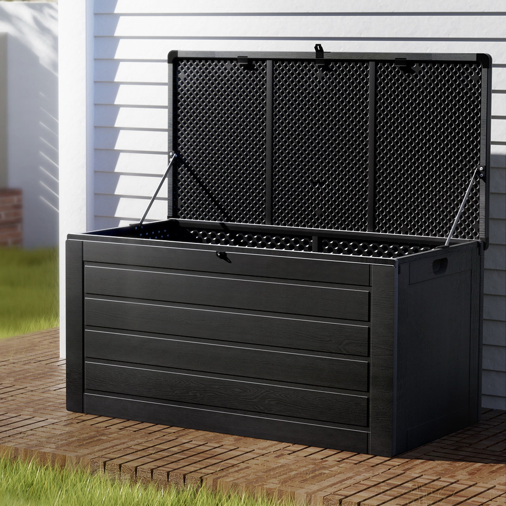 OSB-S680-ABK-202502281634-00 Gardeon Outdoor Storage Box 680L Container Lockable Garden Bench Shed Tool All Black - Image 1