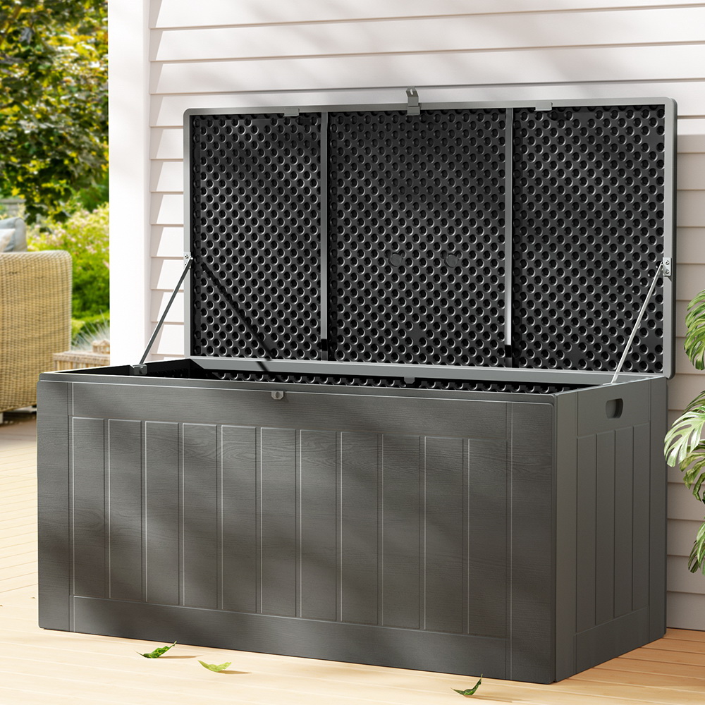 OSB-S830-BK-98150-06 Gardeon Outdoor Storage Box 830L Container Lockable Garden Bench Tool Shed Black - Image 1
