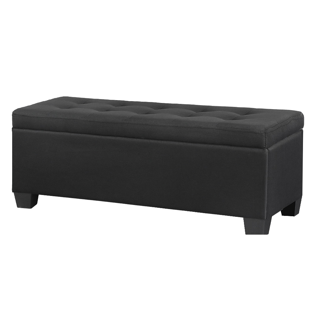 OTM-L2-LINEN-BLACK-202503041148-00 Artiss Storage Ottoman Blanket Box 97cm Linen Black - Image 1