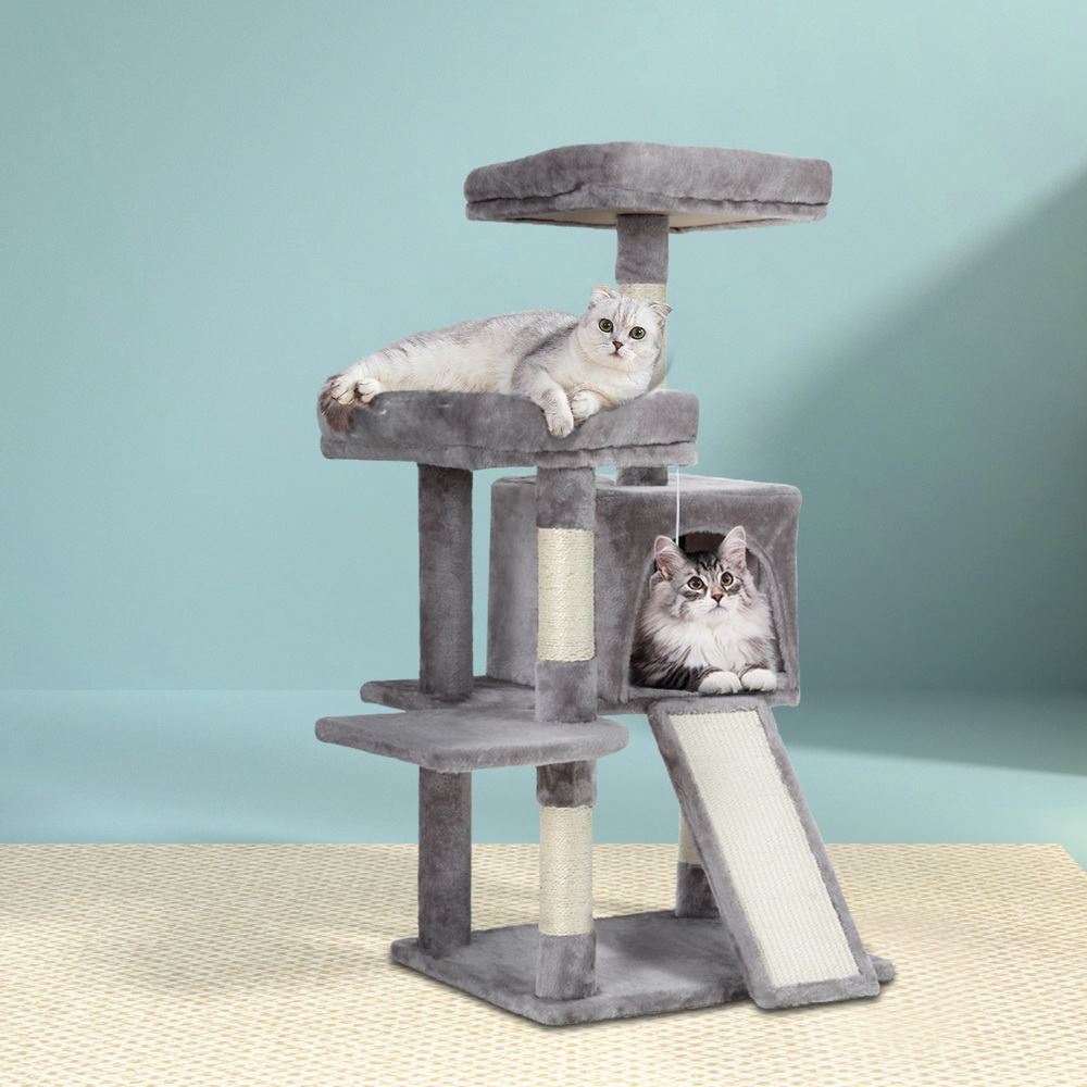 PET-CAT-APS018-GR-49354-06 i.Pet Cat Tree 103cm Tower Scratching Post Scratcher Wood Condo House Trees Grey - Image 1