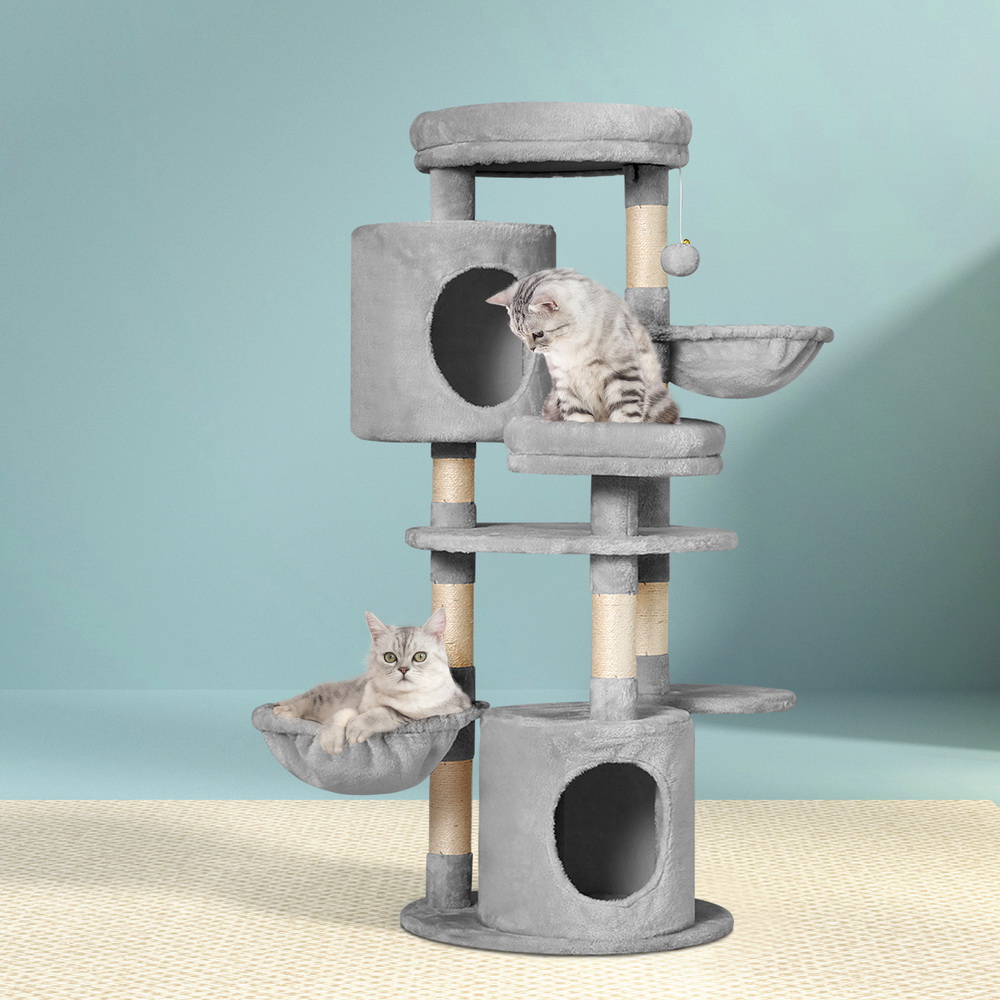PET-CAT-APS020-GR-48893-07 i.Pet Cat Tree 123cm Tower Scratching Post Scratcher Wood Condo House Bed Toys - Image 1