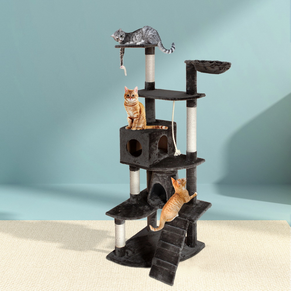 PET-CAT-HSCT018-GR-4259-07 i.Pet Cat Tree 193cm Tower Scratching Post Scratcher Condo House Trees Grey - Image 1