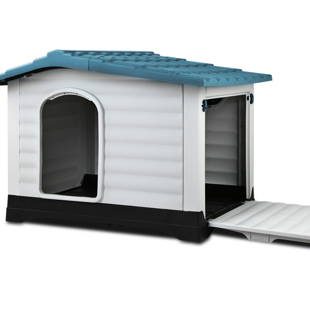 PET-DH-P424-BL-00 i.Pet Dog Kennel House Extra Large Outdoor Plastic Puppy Pet Cabin Shelter XL Blue - Image 1
