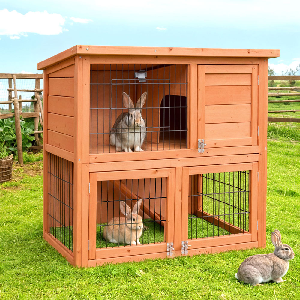 PET-GT-WOOD-R8078-2253-07 i.Pet Chicken Coop Rabbit Hutch 88cm x 40cm x 76cm Large Chicken Coop House Run Wooden Cage Outdoor - Image 1