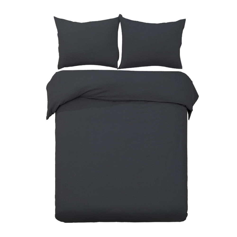 QCS-MF-BK-K-00 Giselle Bedding Quilt Cover Set Classic Black King - Image 1