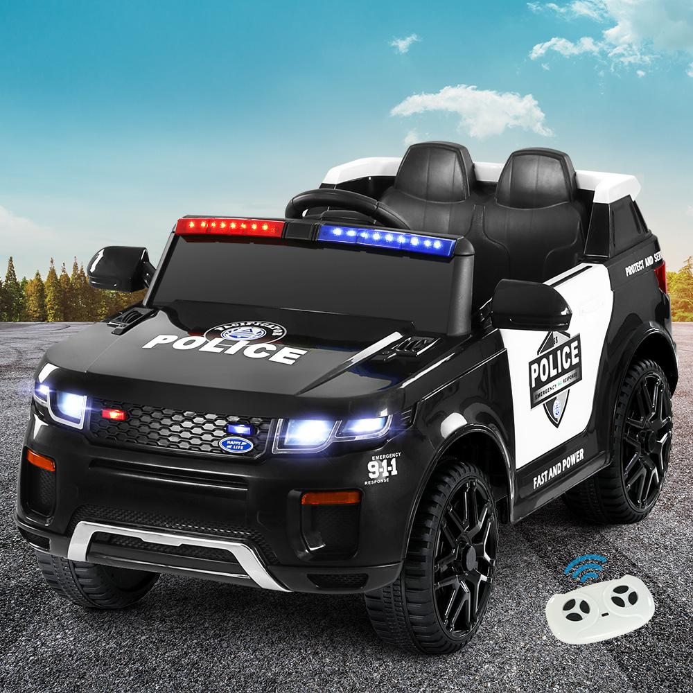 RCAR-POLICE-RGROVER-N-BK-59984-06 Electric Ride On Car Rigo Kids Patrol Police Ride On Cars Horn Music Remote Black - Image 1