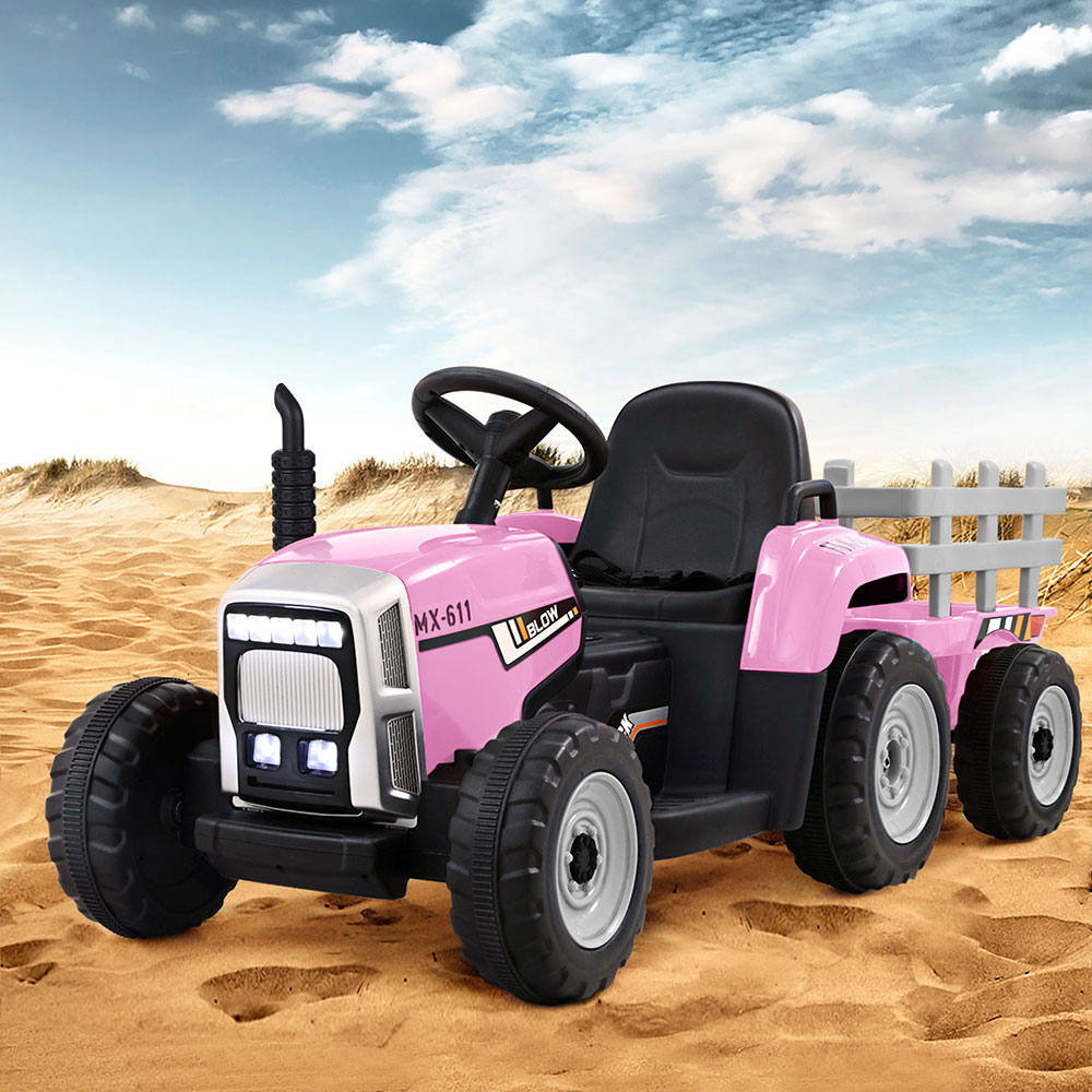 RCAR-TRACTOR-PK-159086-05 Rigo Kids Electric Ride On Car Tractor Toy Cars 12V Pink - Image 1