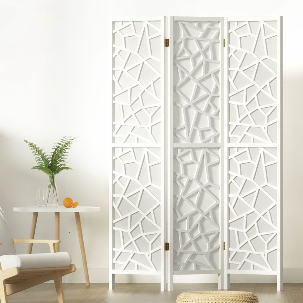 RD-4016-3P-WH-202502281400-00 Artiss 3 Panel Room Divider Screen 122x170cm Clover White - Image 1