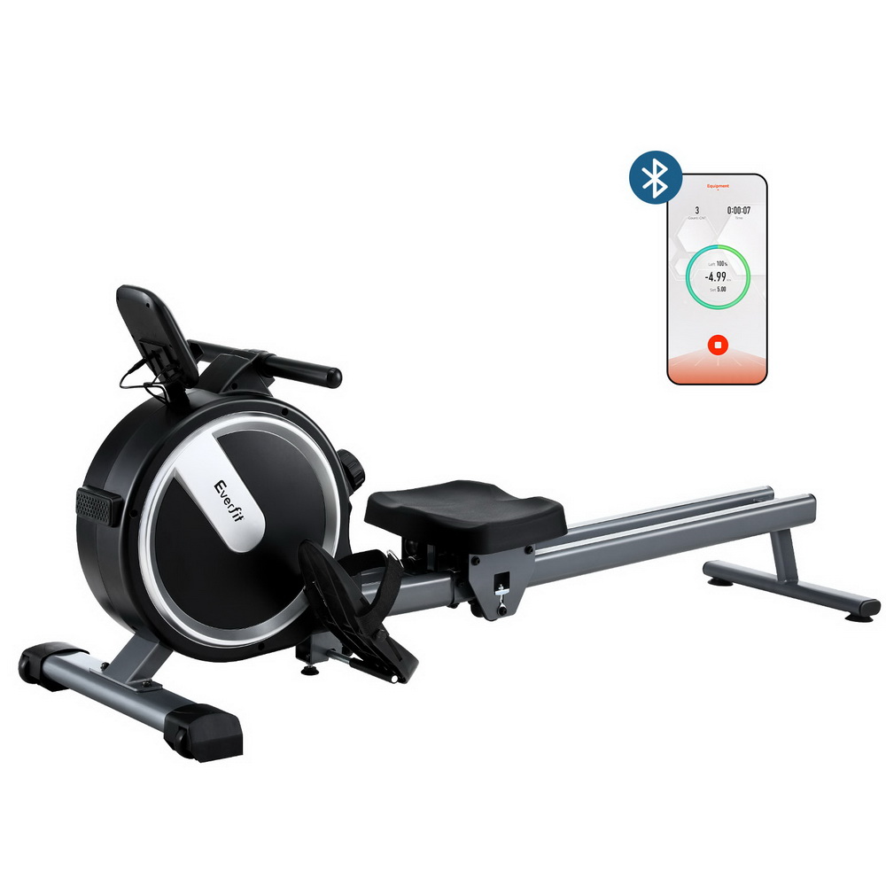 ROWING-C-MAG-16L-DT-BK-202505011206-00 Everfit 16 Level Magnetic Rowing Machine for Home with App Connect Black - Image 1