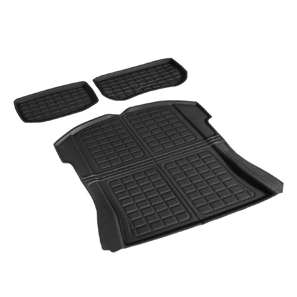 RUBBER-MAT-TESLA-MODEL3-RFT-61138-00 3PCS Car Rear Front Cargo Trunk Toolbox Luggage Rubber Mats for Tesla Model 3 2021-2022 - Image 1