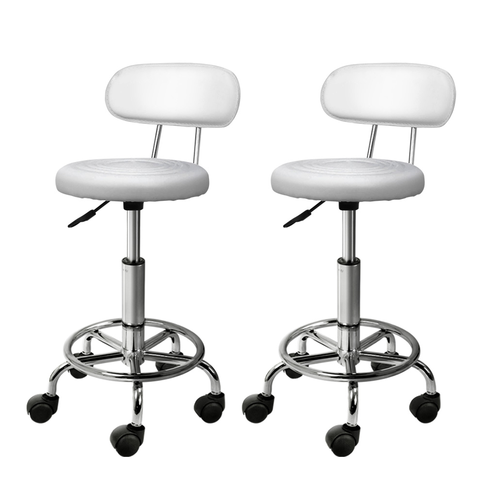 SALON-B-4128-WHX2-202504111608-00 Artiss 2x Salon Stool Swivel Chair Backrest White - Image 1