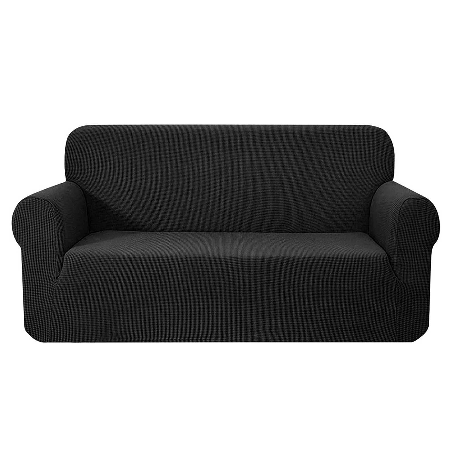 SCOVER-MERBAU-3-BK-00 Artiss Sofa Cover Couch Covers 3 Seater High Stretch Black - Image 1