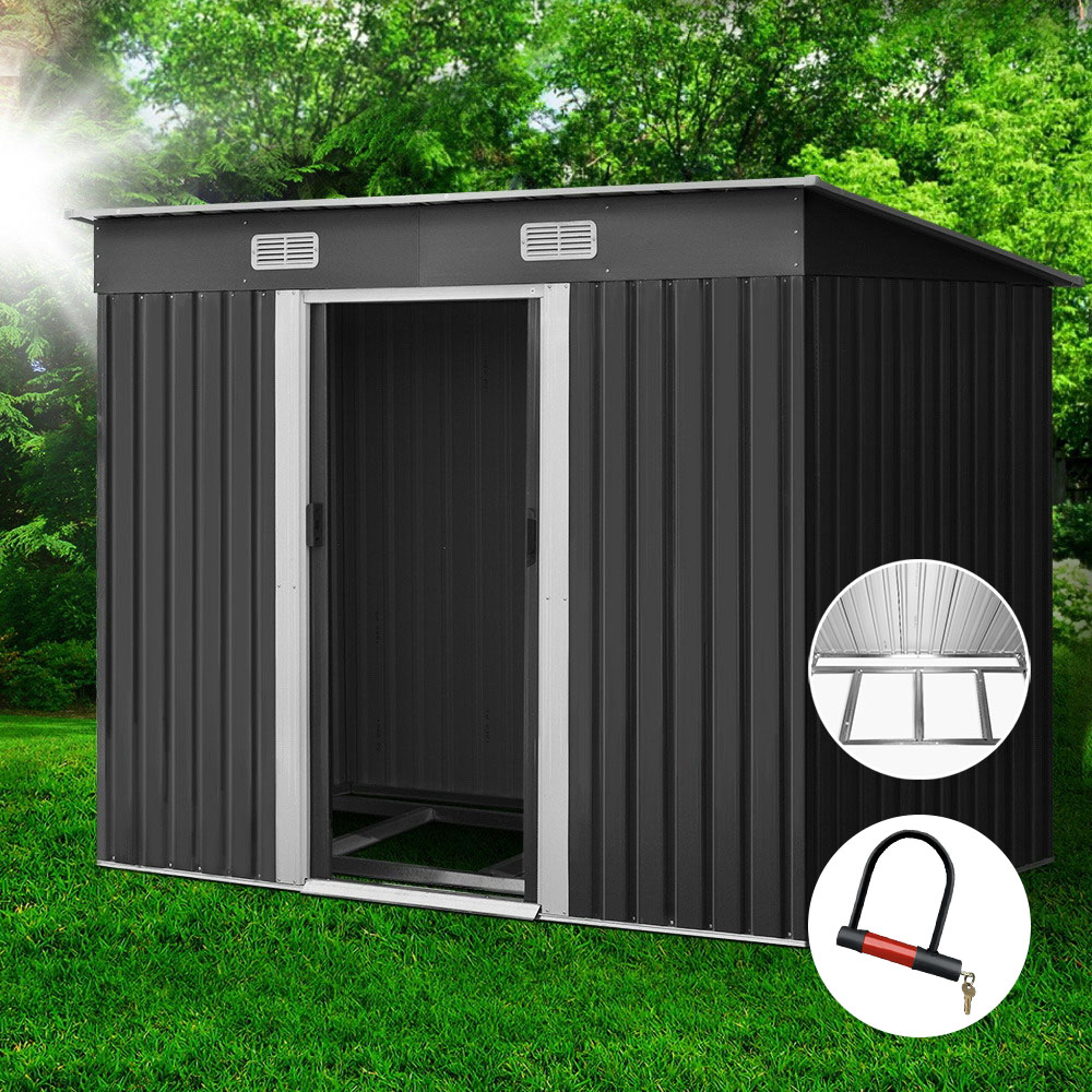 SHED-FLAT-4X8-BASE-ABC-202502281814-00 Giantz Garden Shed 2.38x1.31M w/Metal Base Sheds Outdoor Storage Tool Workshop Sliding Door - Image 1