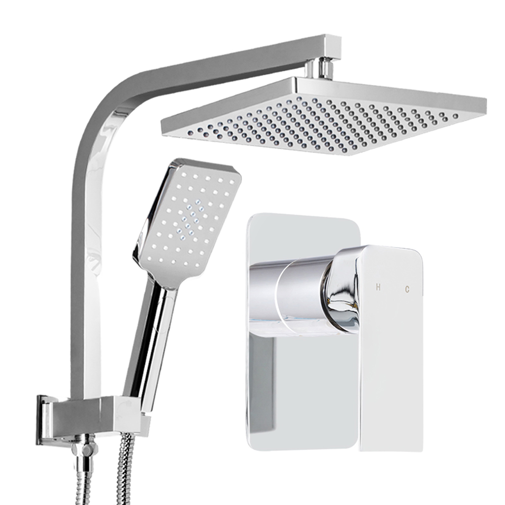 SHOWER-A2-SQ-8-SI-MIXER-16419-00 Cefito 8'' Rain Shower Head Set Handheld Square High Pressure Mixer Tap Chrome - Image 1