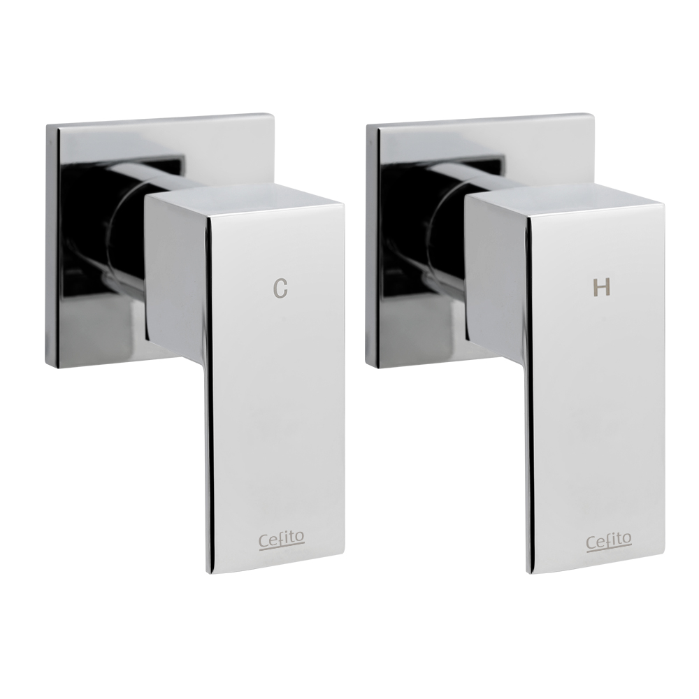 SHOWER-A2-TAP-SI-16386-00 Cefito Shower Twins Tap Wall Bath Taps Brass Hot Cold Basin Bathroom Chrome - Image 1