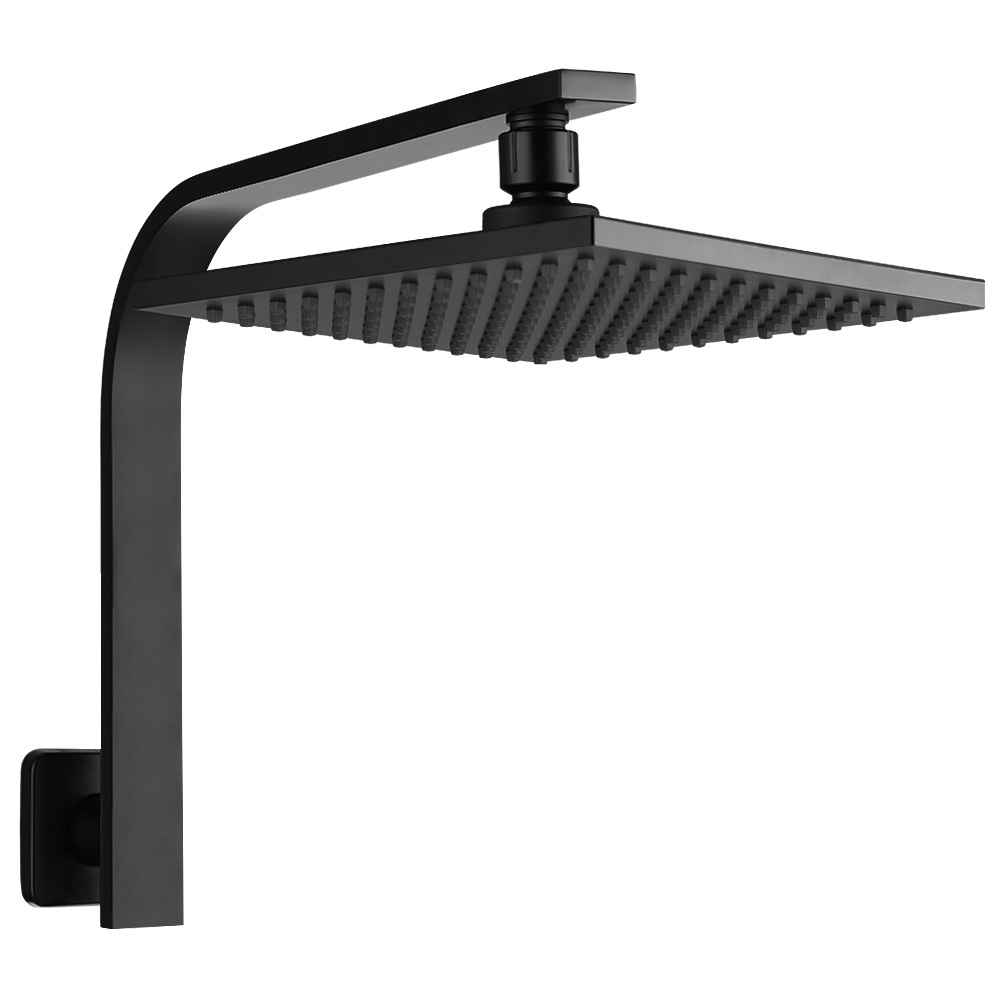 SHOWER-A3-SQ-8-BK-00 Cefito 8'' Rain Shower Head Wall Arm Square High Pressure Black - Image 1