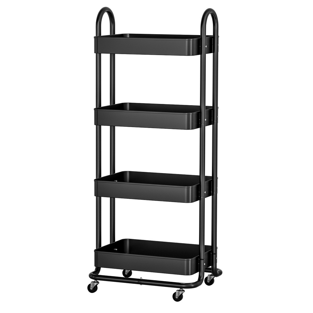 STR-B-4T-100-BK-159201-00 Artiss Storage Trolley Kitchen Cart 4 Tiers Black - Image 1