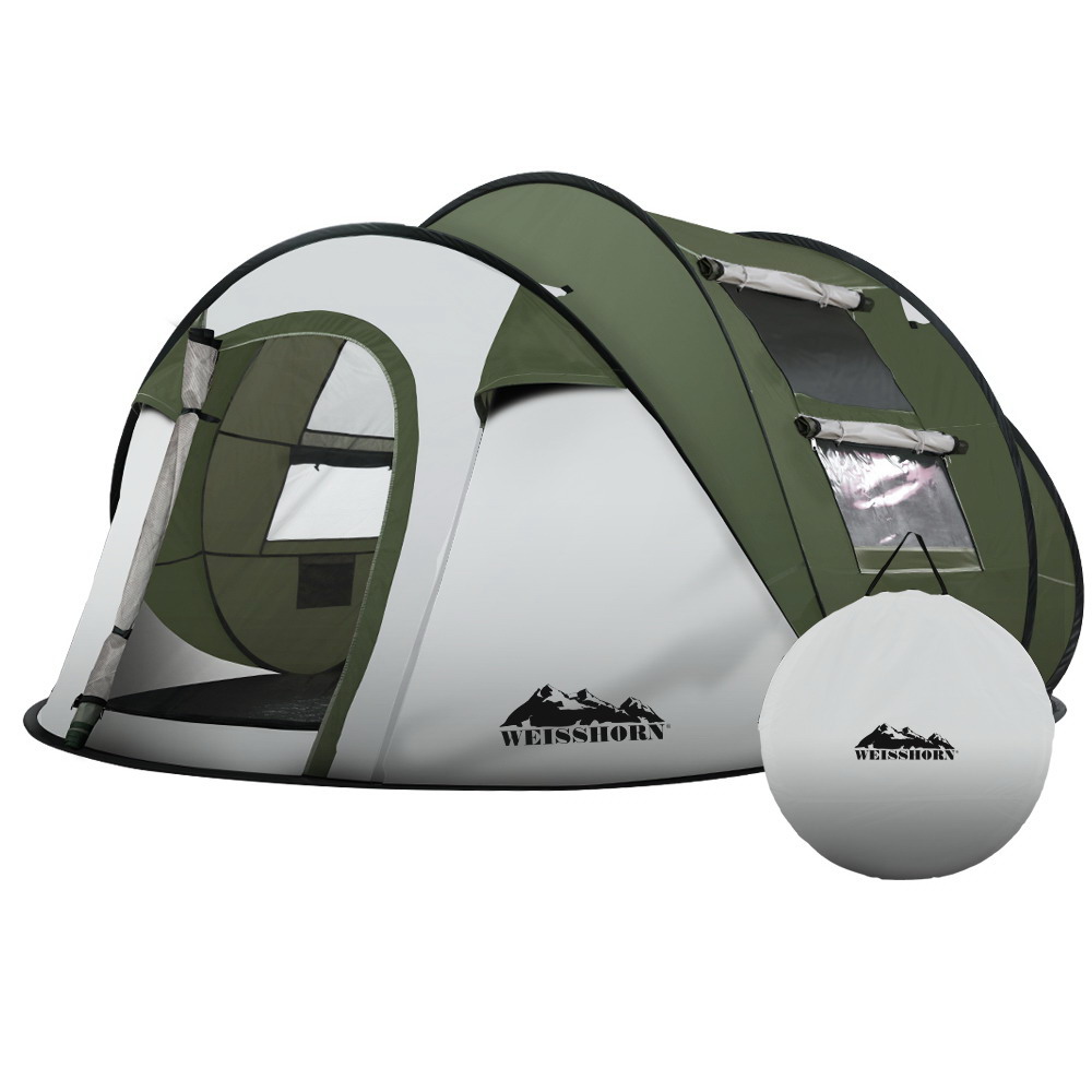 TENT-C-POP5-GR-00 Weisshorn Instant Up Camping Tent 4-5 Person Pop up Tents Family Hiking Beach Dome - Image 1