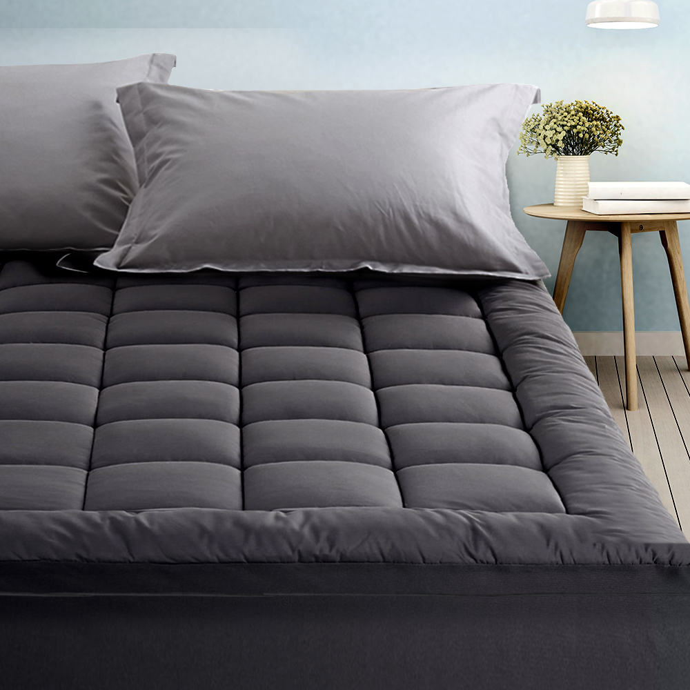 TOPPER-CHAR-S-202502281428-00 Giselle Bedding Mattress Topper Pillowtop Bamboo Charcoal Single - Image 1