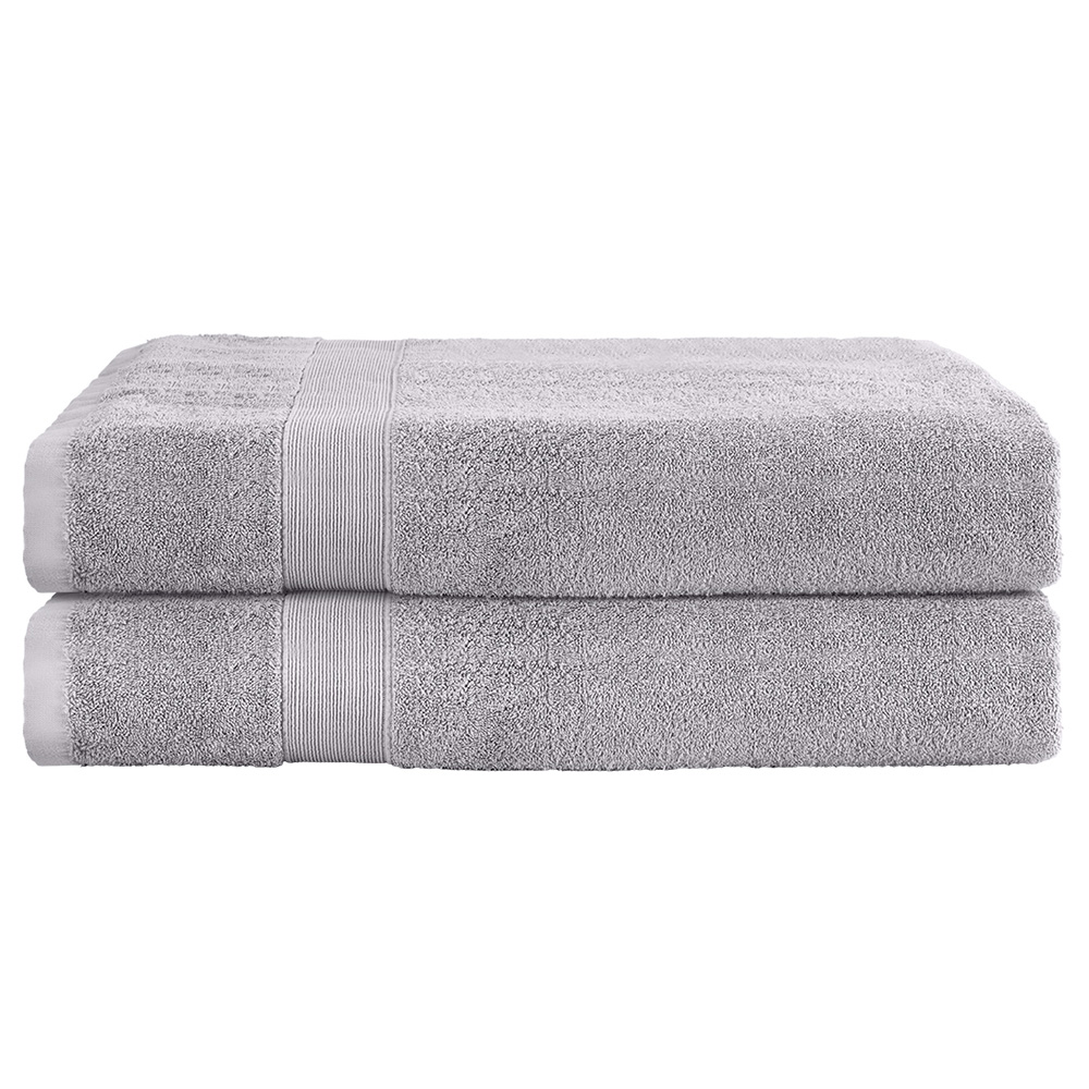 TOWEL-D-180-L-GR-183797-00 2 Pack Bath Sheets Set Cotton Extra Large Towel Grey - Image 1