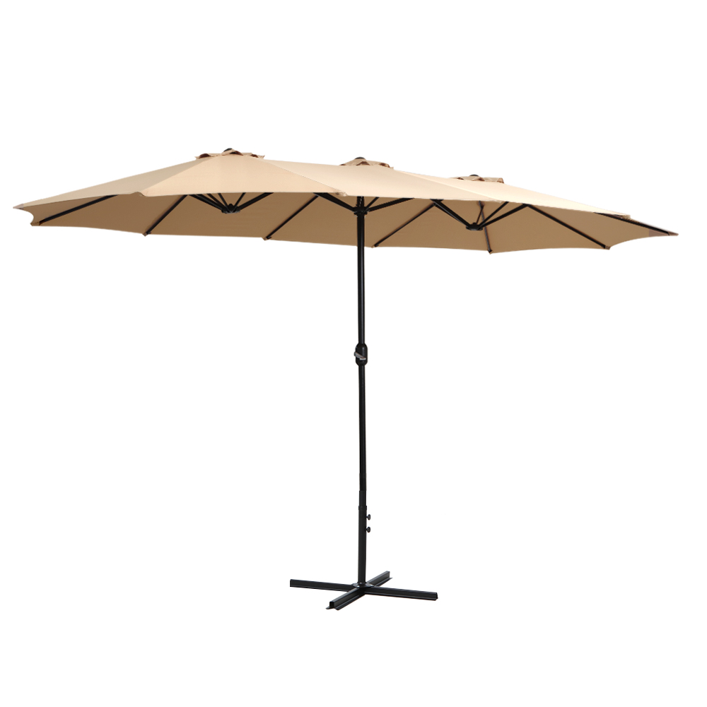 UMB-POLE-4-TR-BG-00 Instahut 4.57m Outdoor Umbrella Beach Pole Garden Tilt Beige - Image 1