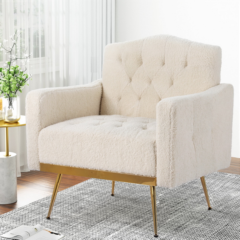 UPHO-C-ARM-03-TED-BG-149270-06 Artiss Armchair Boucle Beige Nicole - Image 1