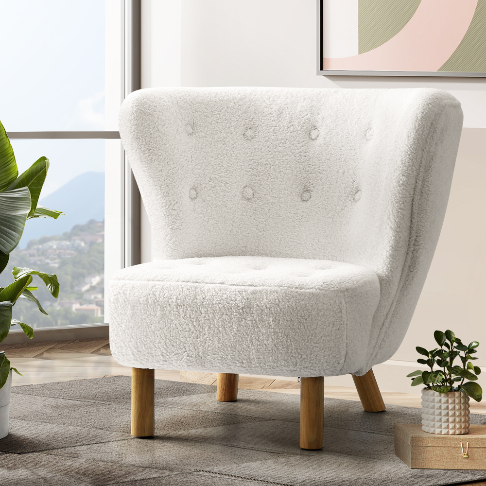 UPHO-C-ARM-6021-WH-202502281222-00 Artiss Armchair Lounge Accent Chair Armchairs Couch Chairs Sofa Bedroom White - Image 1