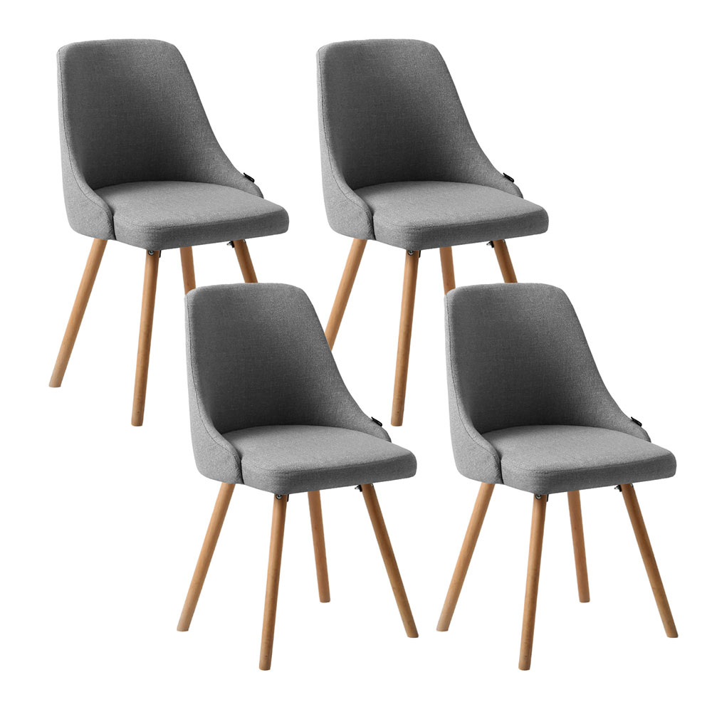 UPHO-D-DIN203A-GYX4-202505131406-00 Artiss Dining Chairs Set of 4 Fabric Wooden Grey - Image 1