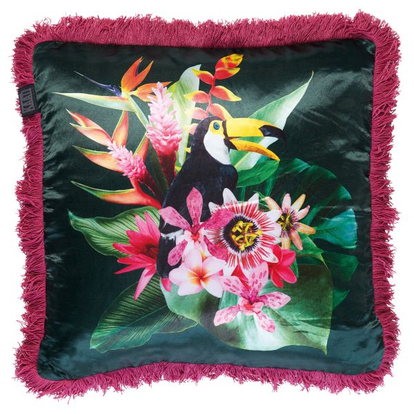 V107-1423209-200742-00 Jungle Fever Pink Filled Cushion by Bedding House - Image 1