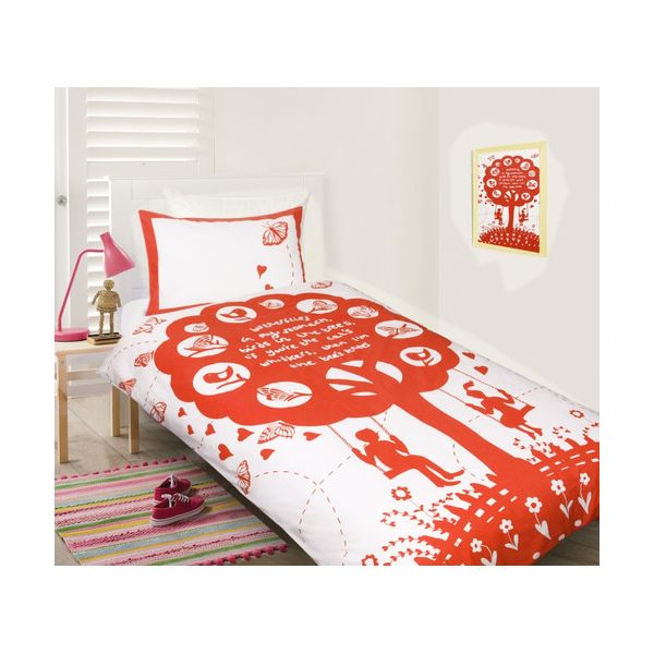V107-19218-200716-00 The Bees Knees Red Printed Quilt Cover Sets by Happy Kids Single - Image 1