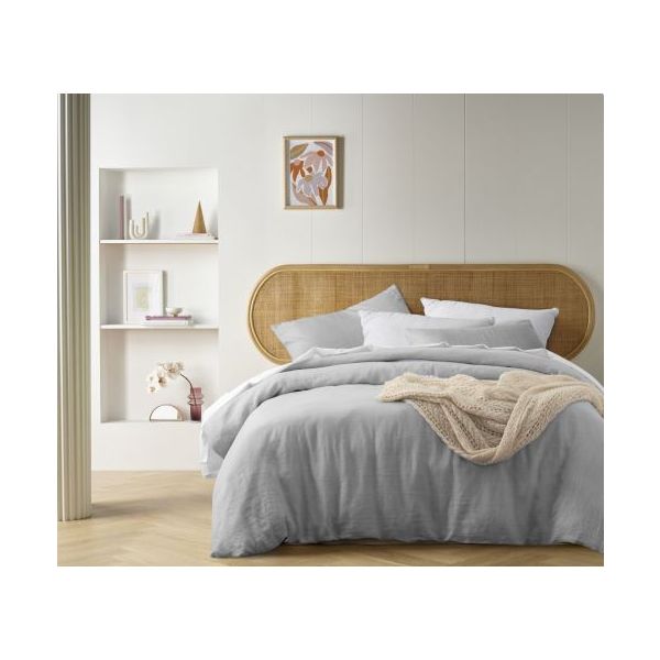 V107-5093713-200529-00 French Linen Silver Quilt Cover by Vintage Design Homeware Queen - Image 1