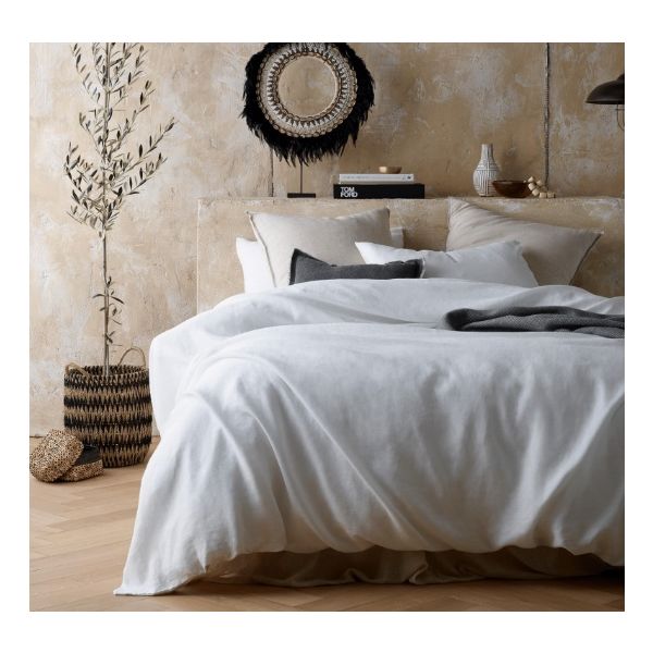 V107-78703-200496-00 Hemp White Quilt Cover by Vintage Design Homeware Queen - Image 1