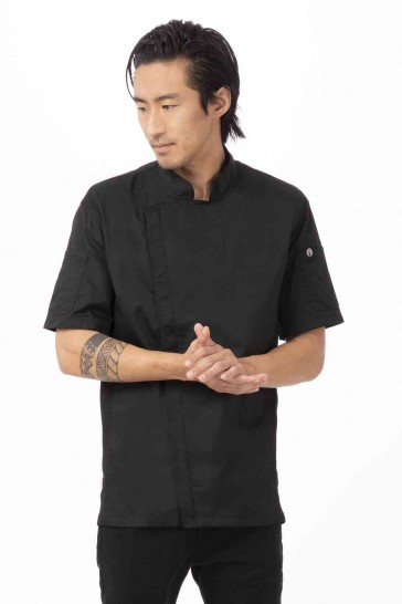 V107-BCSZ009-BLK-L-217547-00 Springfield Men's Black Zipper L Chef Jacket by Chef Works - Image 1
