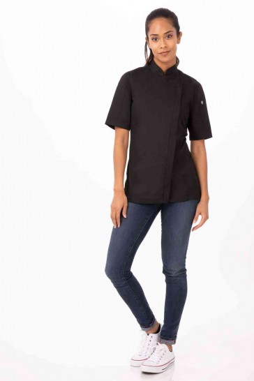 V107-BCWSZ006-BLK-XXL-217579-00 Springfield Women's Black Zipper XXL Chef Jacket by Chef Works - Image 1