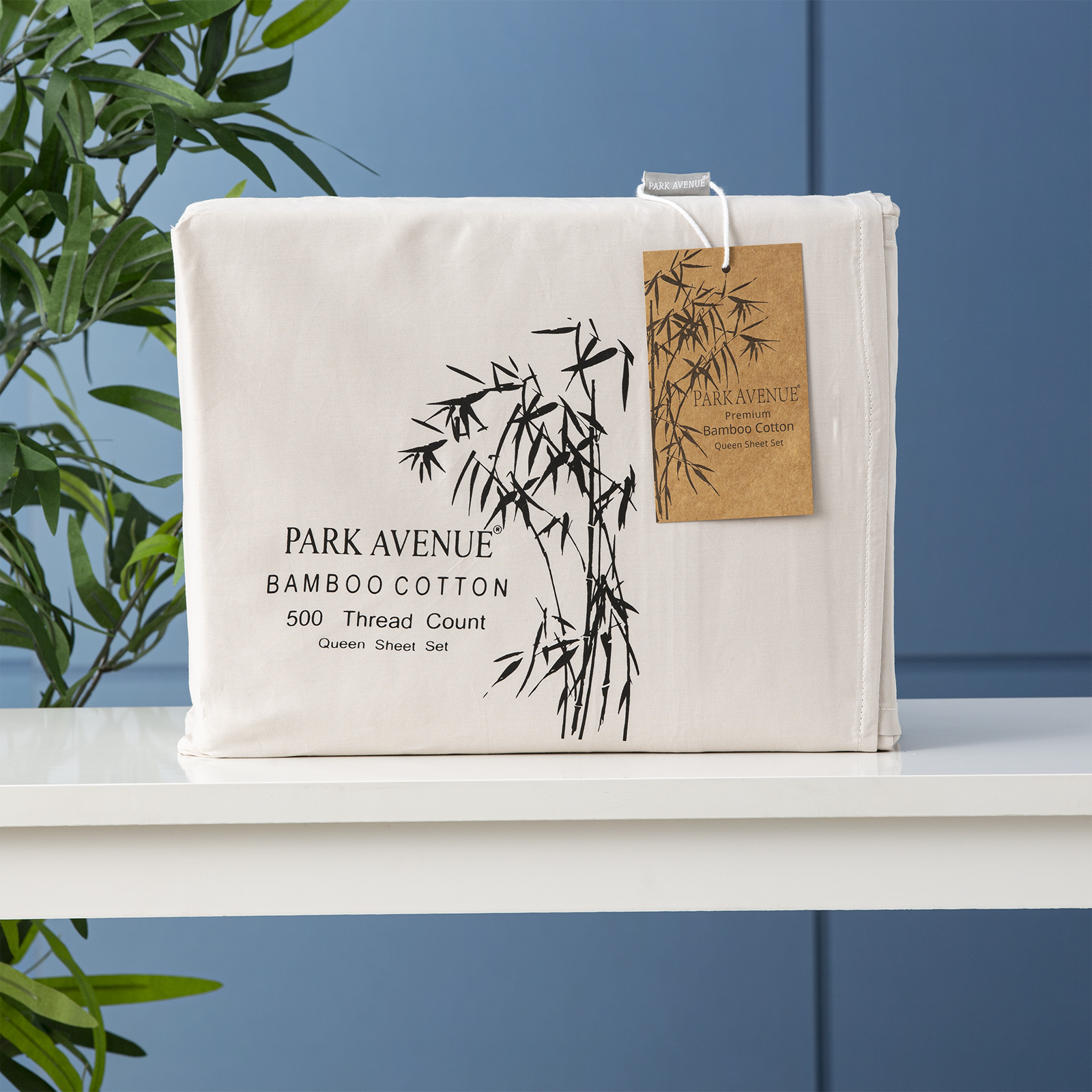 V107-SH317310-195795-00 Bamboo Cotton 500 Thread Count Dove Sheet Sets by Park Avenue Mega Queen - Image 1