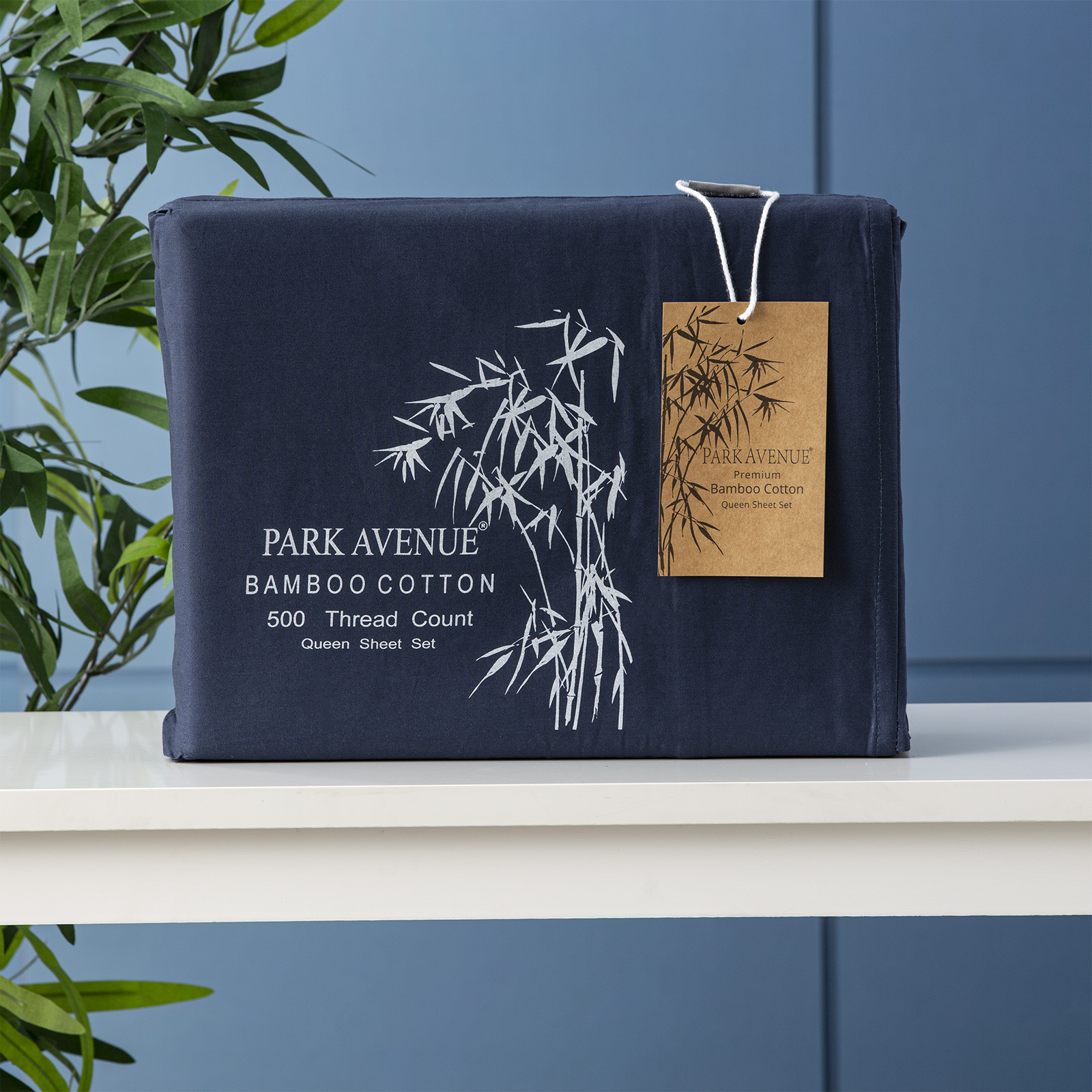 V107-SH317360-195863-00 Bamboo Cotton 500 Thread Count Indigo Sheet Sets by Park Avenue Mega King - Image 1