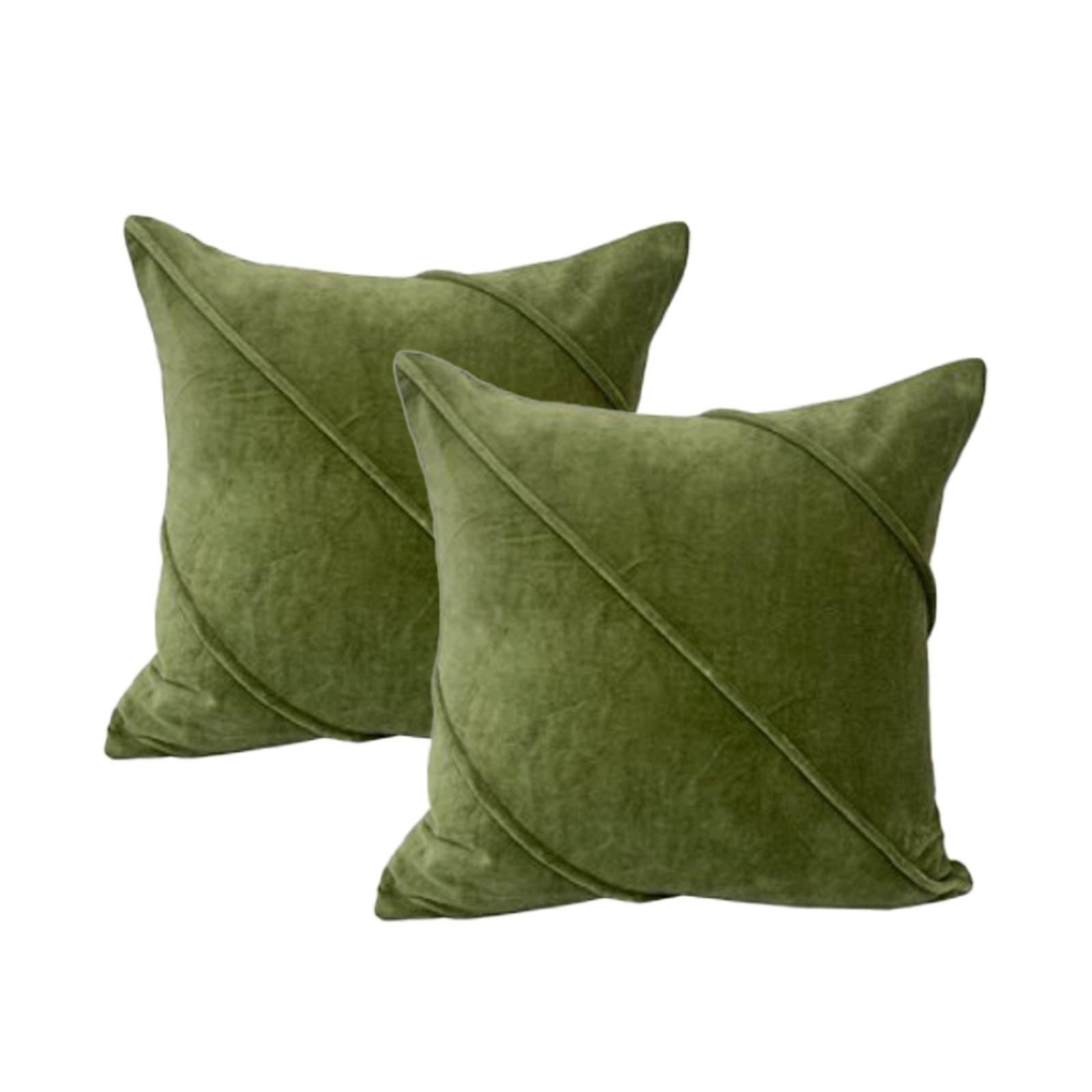 V107-SH325100-196968-00 Trova Sage Twin Pack Cotton Velvet Cushion Polyester Filled by Cloud Linen - Image 1