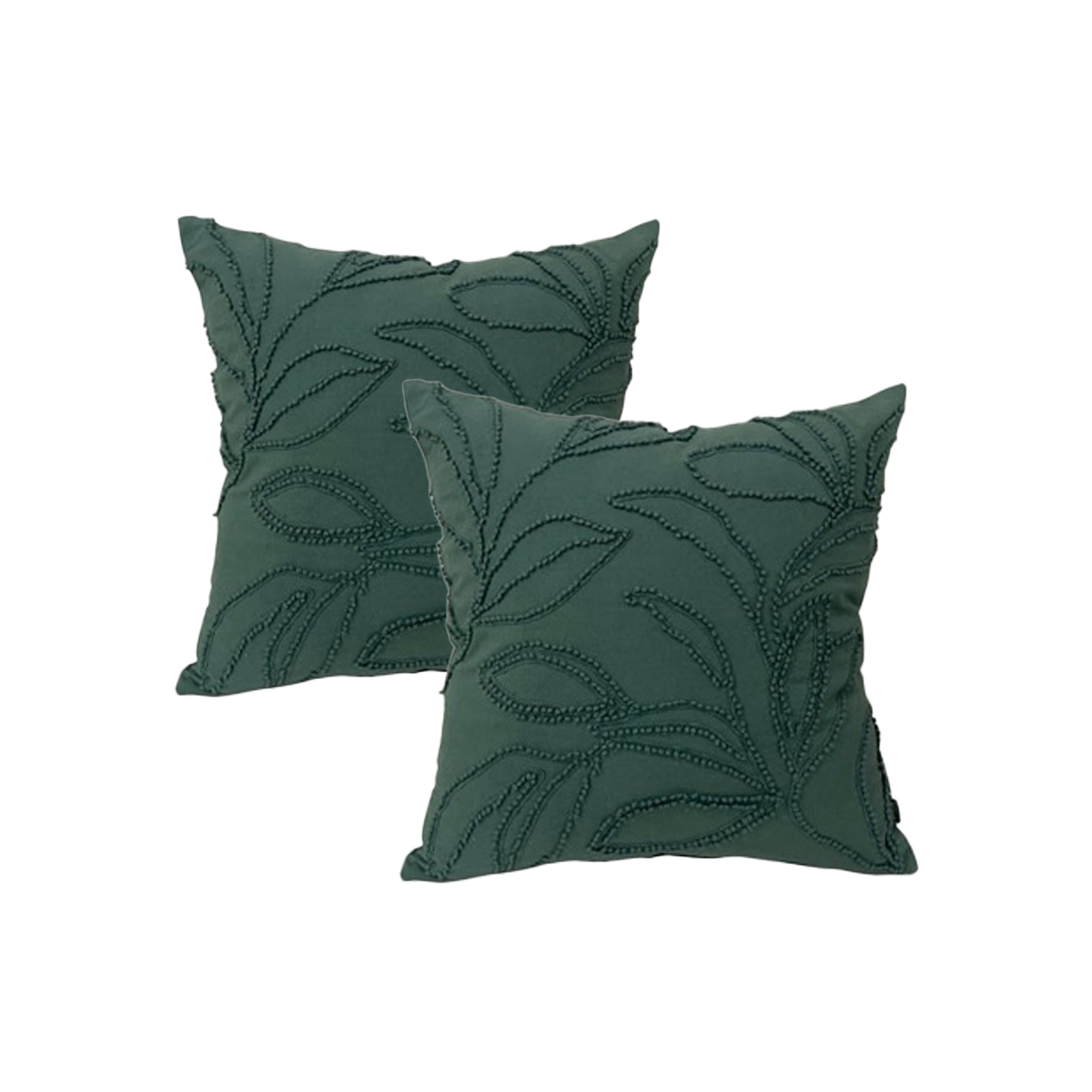 V107-SH325540-197052-00 Riviera Teal Twin Pack Cotton Embroidered Cushion Feather Filled by Cloud Linen - Image 1