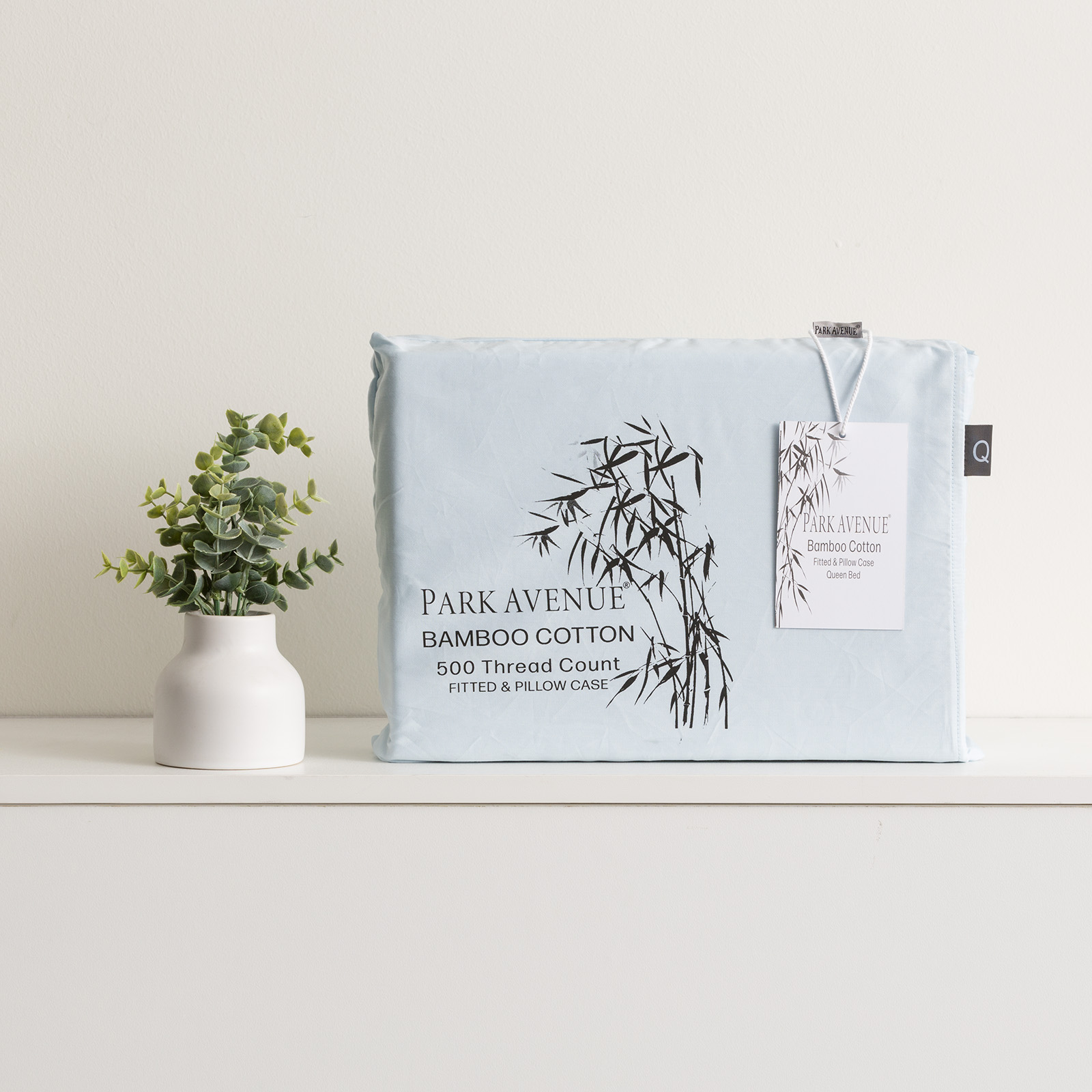 V107-SH326190-195916-00 Bamboo Cotton 500 Thread Count Mid Blue Combo Set by Park Avenue King - Image 1