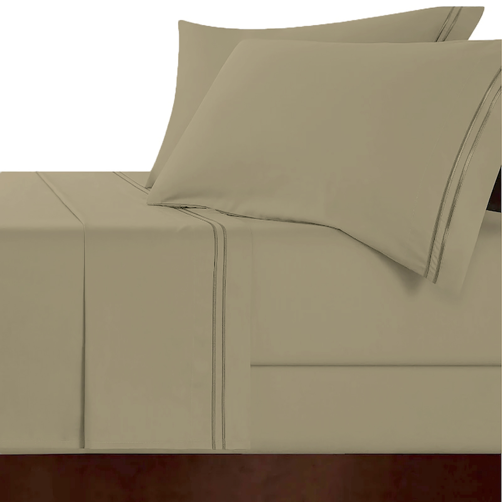 V107-SH328160-217004-00 Strada Embroidered 1000 TC Egyptian Cotton Taupe Split King Sheet sets by Renee Taylor - Image 1