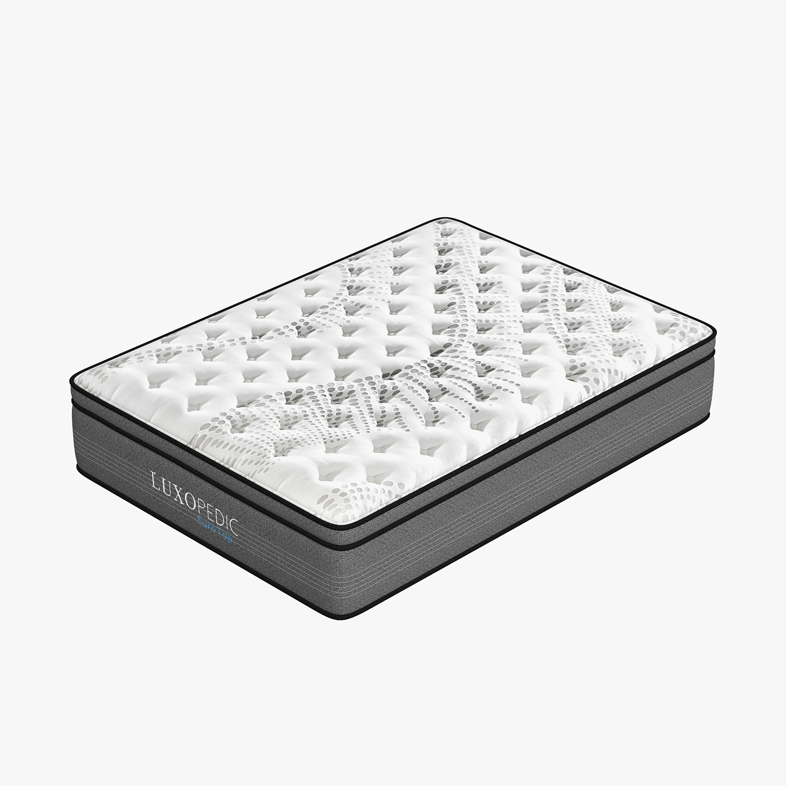 V160-10001651-10001652_1c-00 Luxopedic Pocket Spring Mattress 5 Zone 32CM Euro Top Memory Foam Medium Firm - Double - White Grey - Image 1