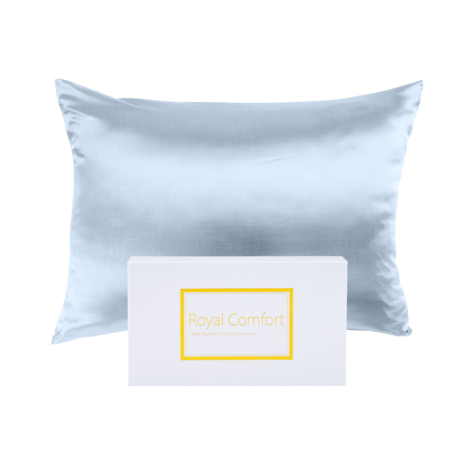 V160-10002252_V160-10002252-02_1_1 Royal Comfort Mulberry Soft Silk Hypoallergenic Pillowcase Twin Pack 51 x 76cm - Soft Blue - Image 1