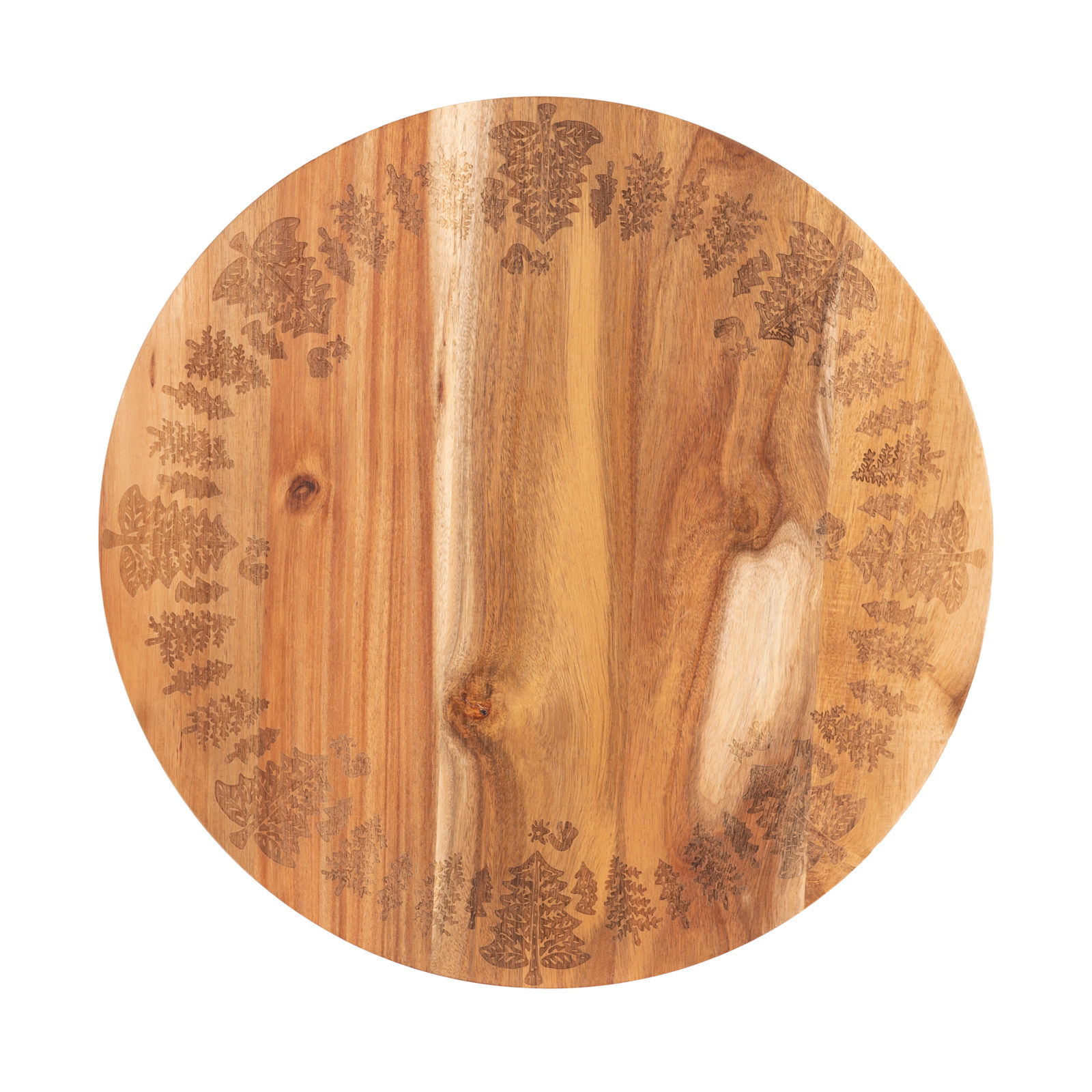 V160-10004451-195116-00 Bread and Butter 18 Inch Wooden Lazy Susan Tray - Trees - Image 1