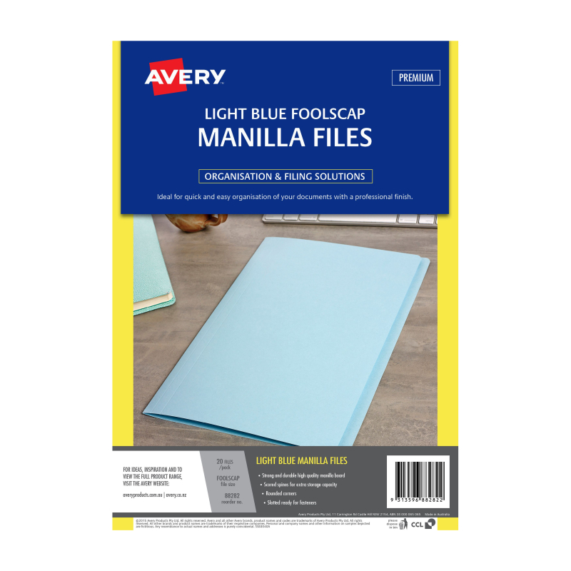 V177-D-AV88282-71018-00 AVERY Manilla Folder LBlue FC Pack of 20 - Image 1