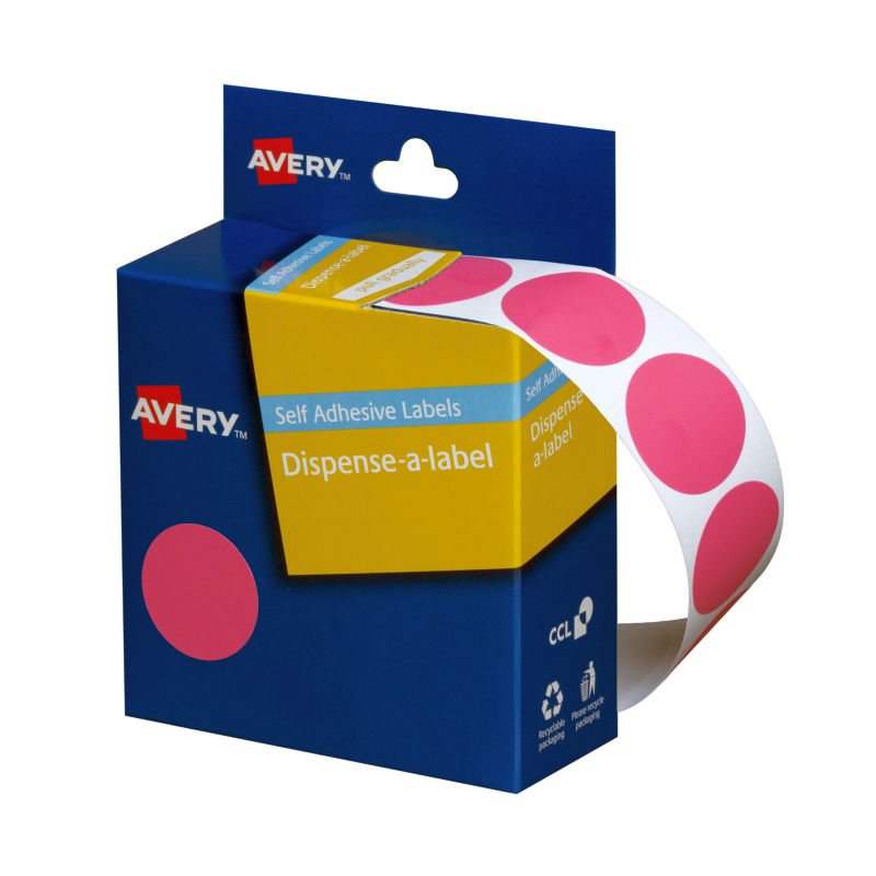 V177-D-AV937249-uc__27482-00 AVERY Display 24mm Pink Dot Pack of 500 - Image 1