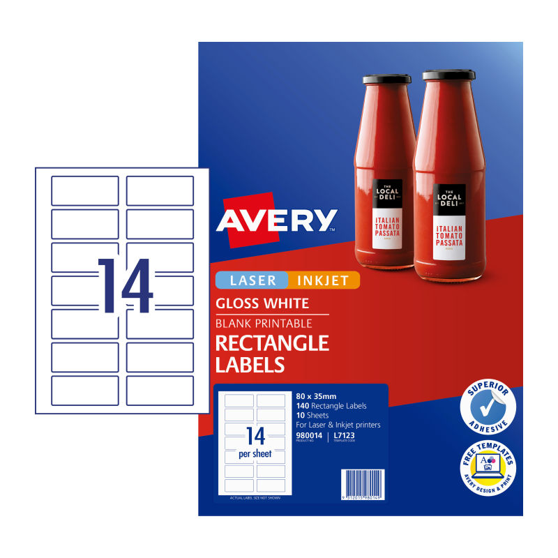 V177-D-AV980014-uc__78883-00 AVERY Label Rect L7123 14Up Pack of 10 - Image 1